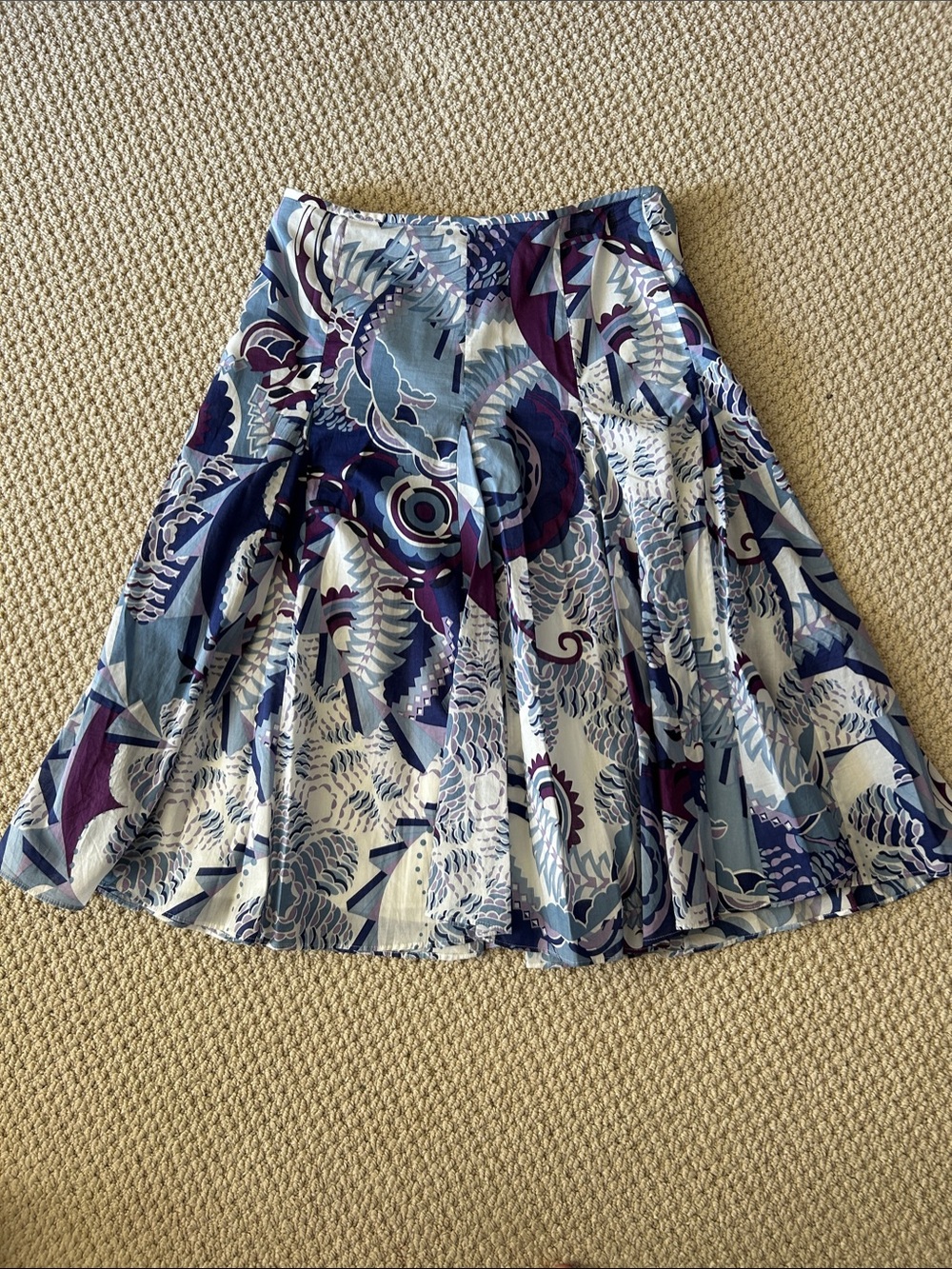 Tahari Blue and Purple Abstract Circle Skirt.